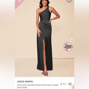 Azazie Maron Black Satin Bridesmaids Dress Size 0